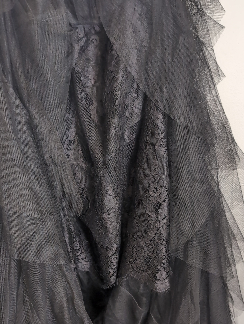 NEW Fashion Nova Anastasia Tulle Maxi Dress Strapless Black Lace Corset Gothic M - Picture 6 of 16